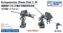 1/700 Kriegsmarine 20mm Flak C30 AA Gun