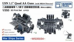 1/350 USN 1,1" Quad AA Guns With Mk44 Director (4 Each)