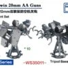 1/350 USN Twin 20mm Oerlikon AA Guns Tripod Base -Mini Welt Verkauf ws35011