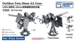 1/350 USN Twin 20mm Oerlikon AA Guns Tripod Base